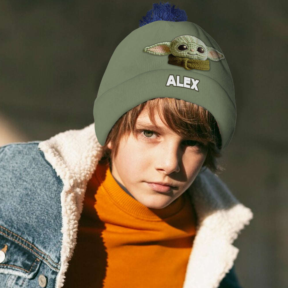 Cute Green Galaxy Character - Personalized The Force Beanie Hat