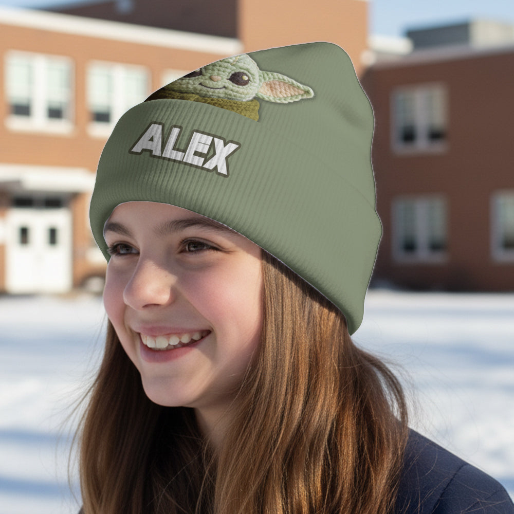 Cute Green Galaxy Character - Personalized The Force Beanie Hat