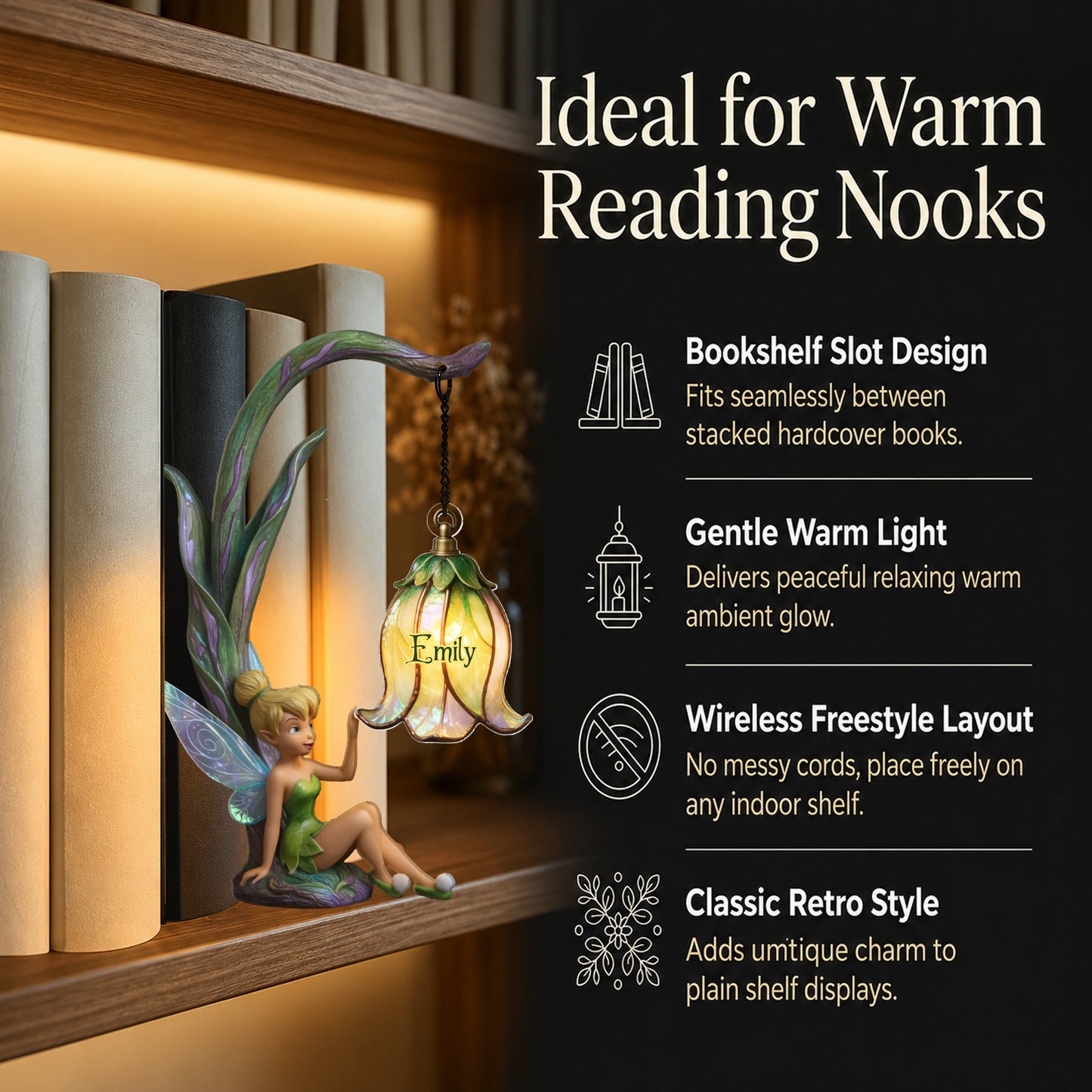 Magical Flower - Personalized Flying Fairy Bookshelf Lamp