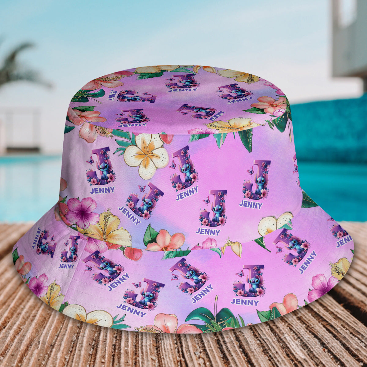 Blue Ohana Alphabet Letter Custom Name - Personalized Ohana Bucket Hat
