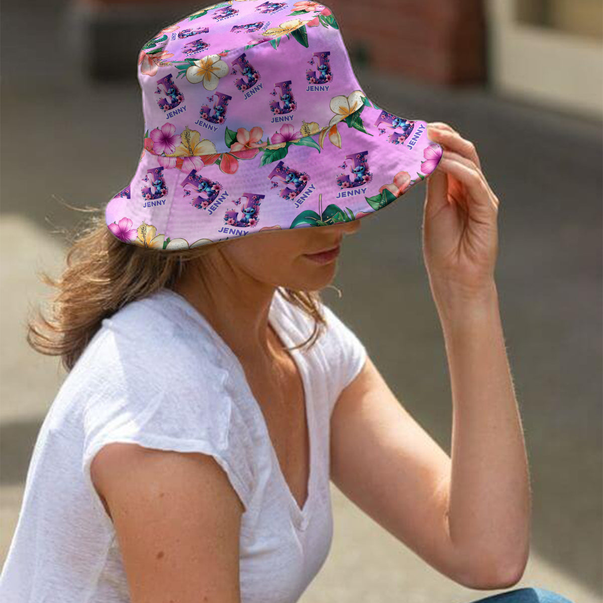 Blue Ohana Alphabet Letter Custom Name - Personalized Ohana Bucket Hat