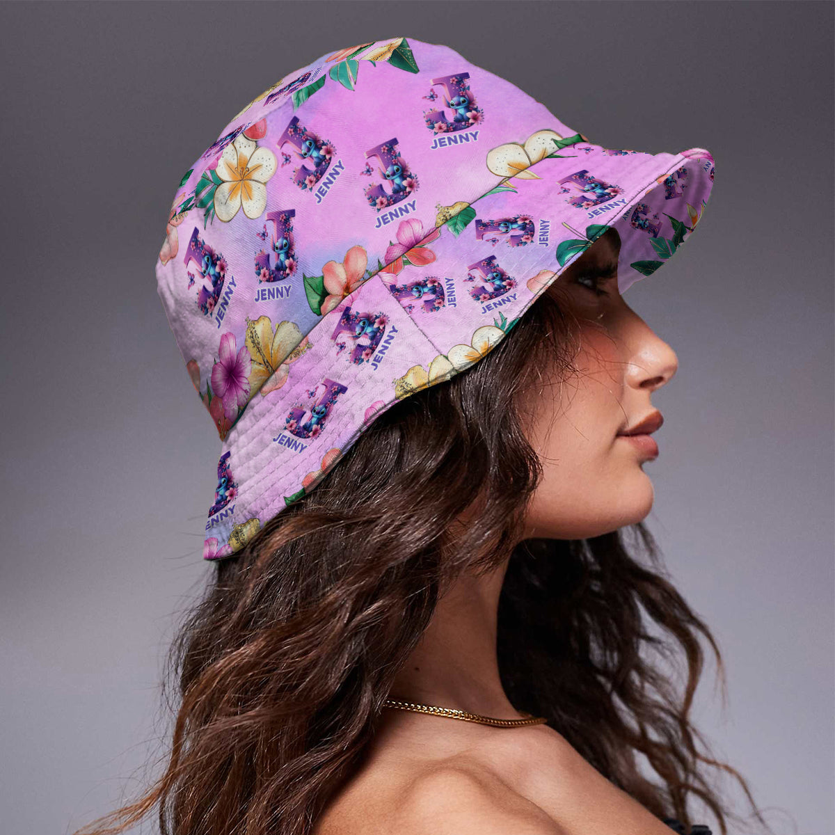 Blue Ohana Alphabet Letter Custom Name - Personalized Ohana Bucket Hat