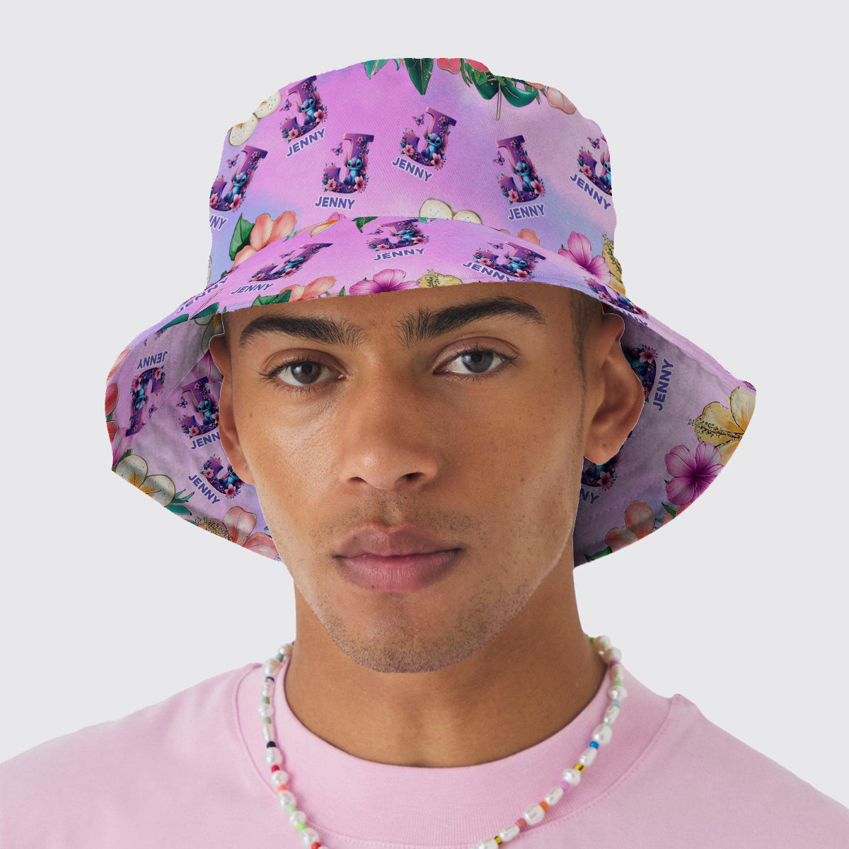 Blue Ohana Alphabet Letter Custom Name - Personalized Ohana Bucket Hat