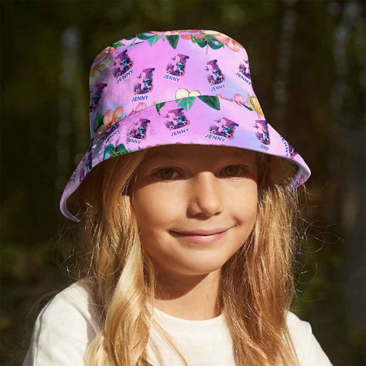 Blue Ohana Alphabet Letter Custom Name - Personalized Ohana Bucket Hat