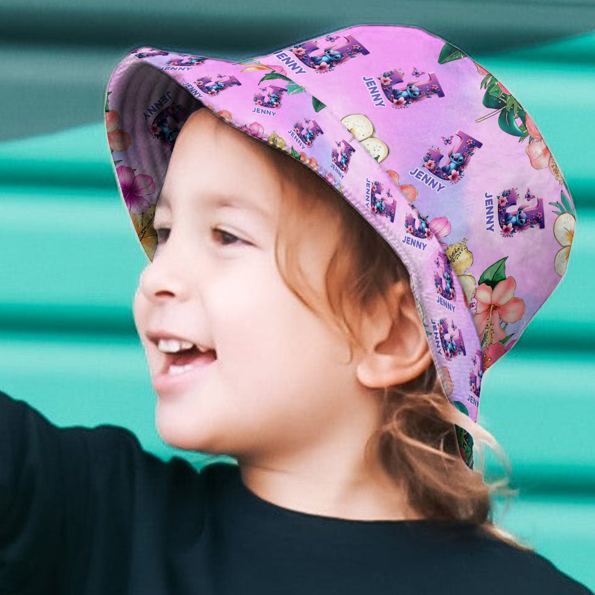 Blue Ohana Alphabet Letter Custom Name - Personalized Ohana Bucket Hat