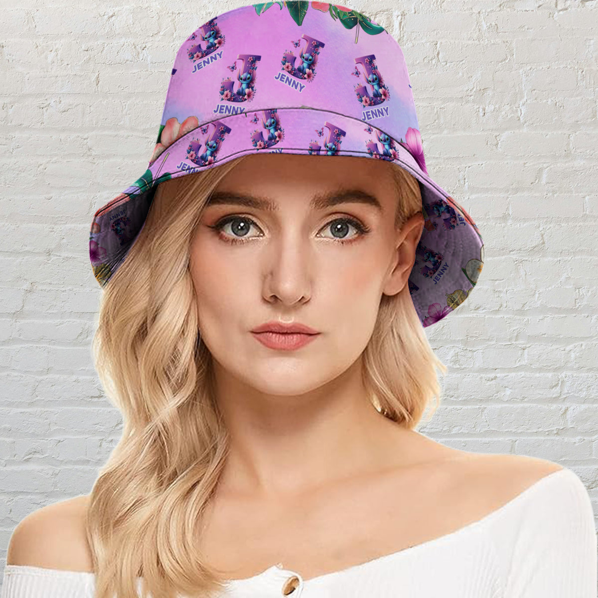 Blue Ohana Alphabet Letter Custom Name - Personalized Ohana Bucket Hat