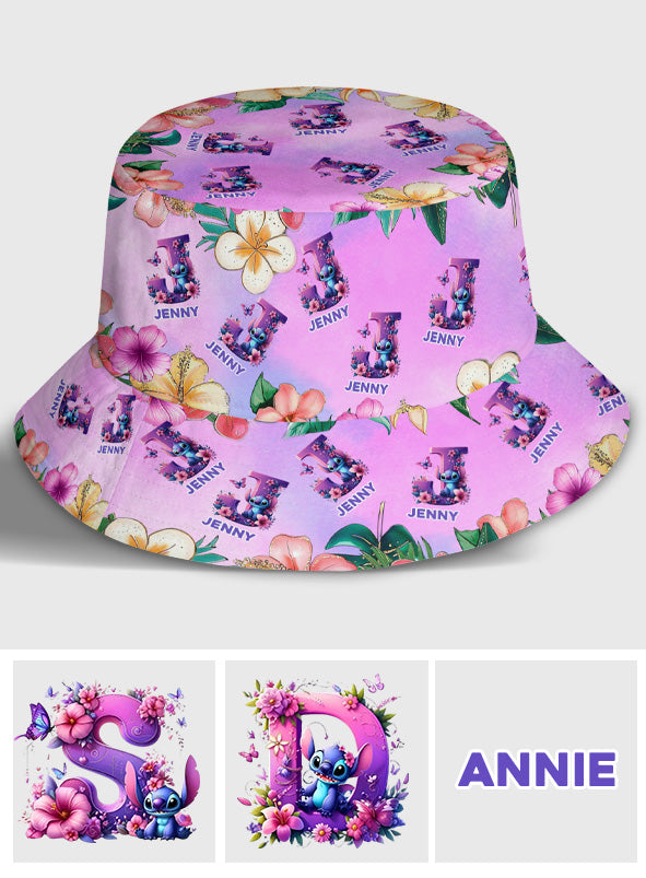 Blue Ohana Alphabet Letter Custom Name - Personalized Ohana Bucket Hat