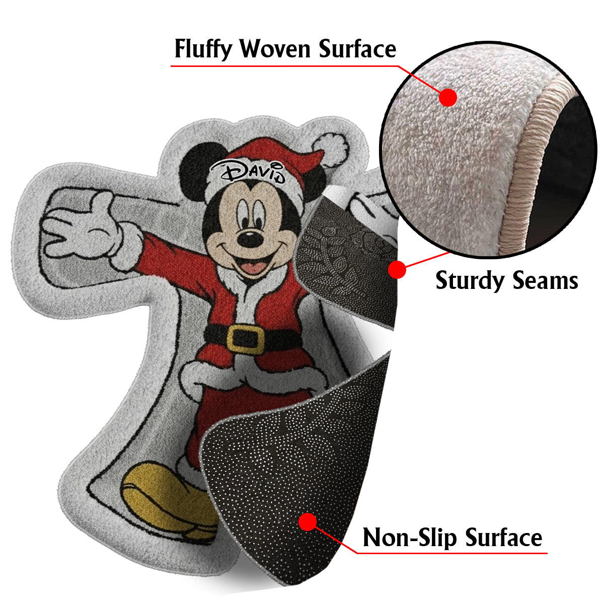 Funny Snow Angel - Personalized Mouse Non-Slip Tufted Rug