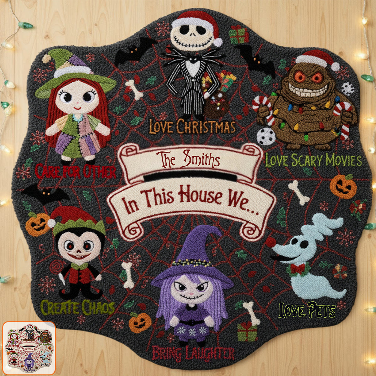 In this House Nightmare Before Christmas - Personalized Nightmare Non-Slip Tufted Rug