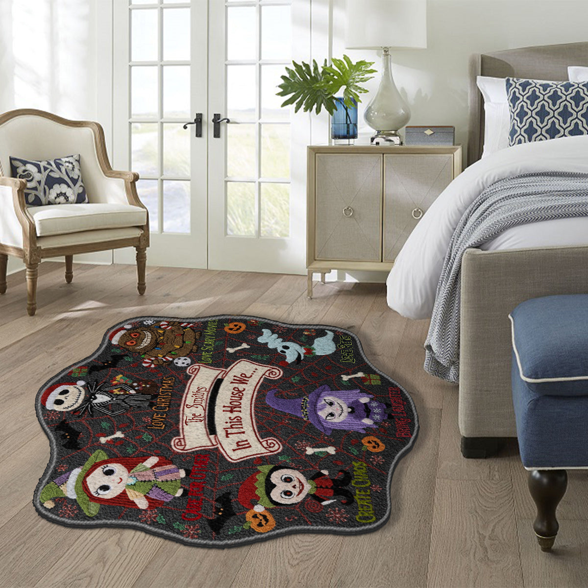 In this House Nightmare Before Christmas - Personalized Nightmare Non-Slip Tufted Rug