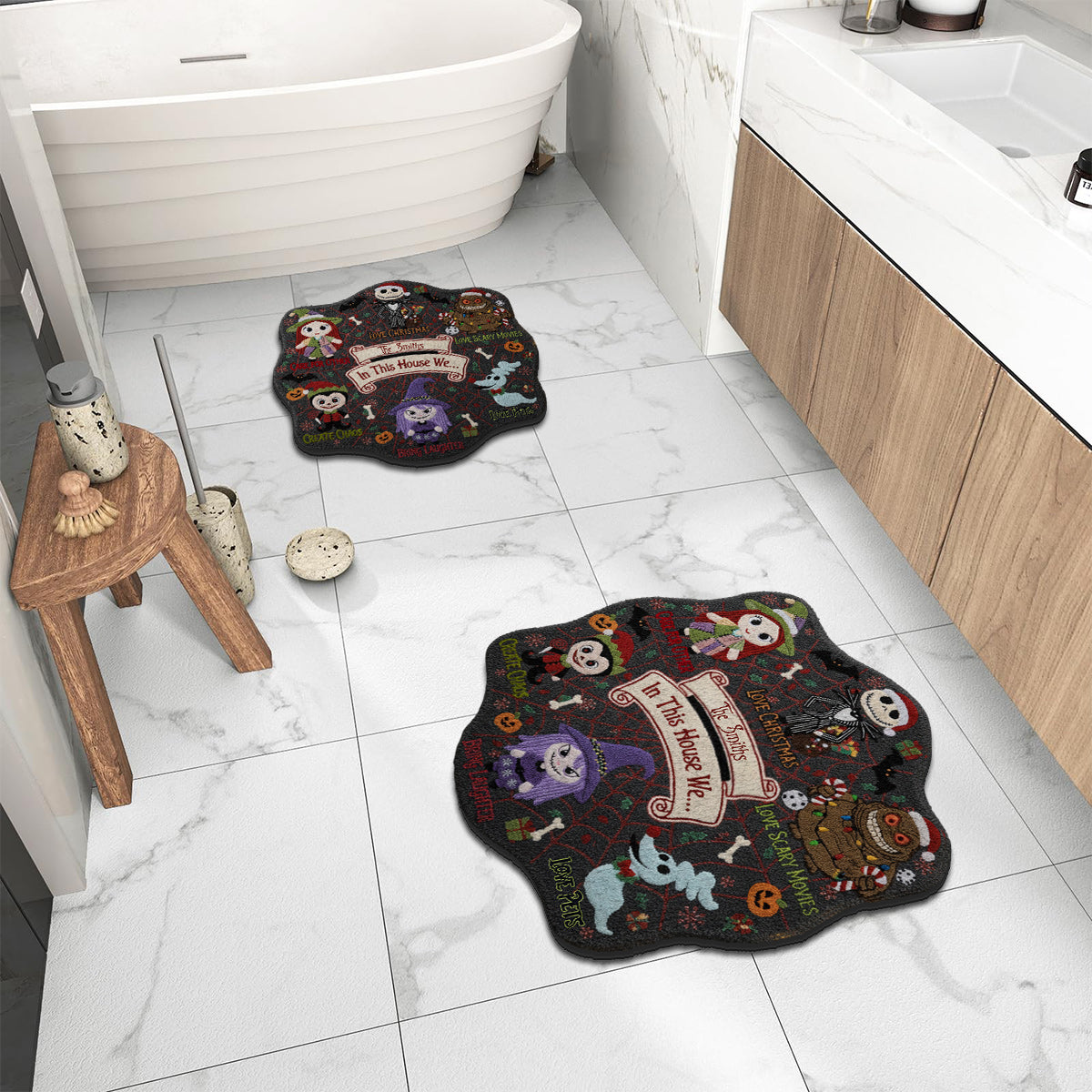 In this House Nightmare Before Christmas - Personalized Nightmare Non-Slip Tufted Rug