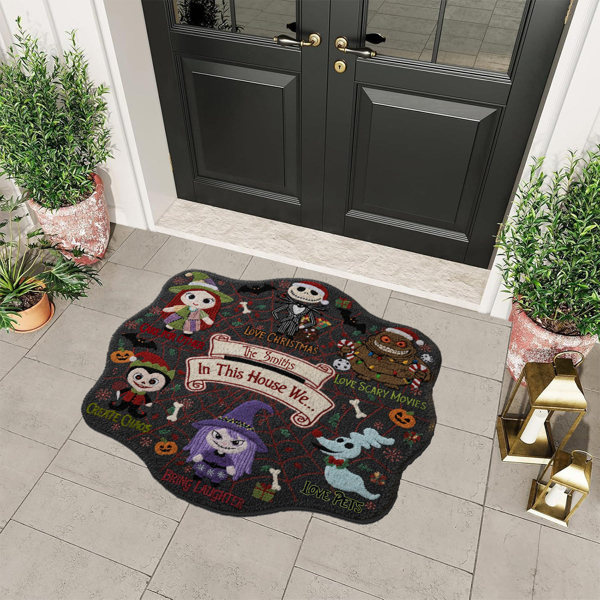 In this House Nightmare Before Christmas - Personalized Nightmare Non-Slip Tufted Rug