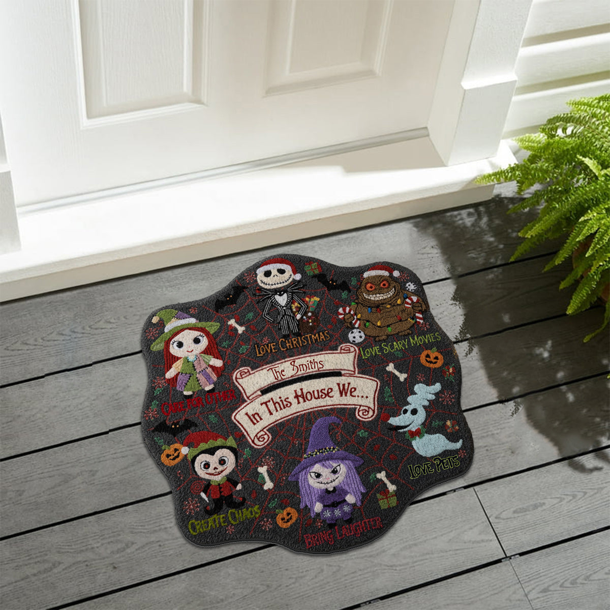 In this House Nightmare Before Christmas - Personalized Nightmare Non-Slip Tufted Rug