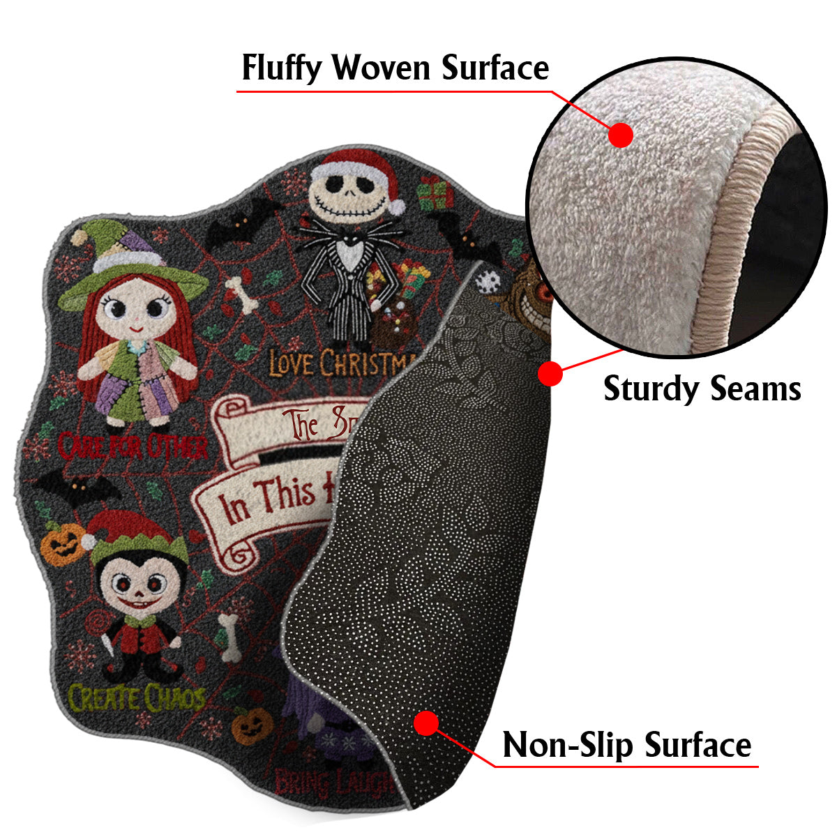 In this House Nightmare Before Christmas - Personalized Nightmare Non-Slip Tufted Rug