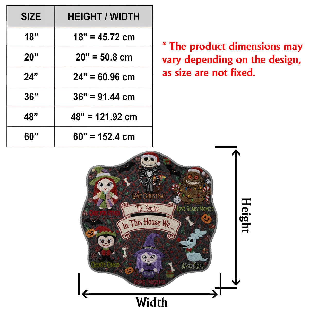 In this House Nightmare Before Christmas - Personalized Nightmare Non-Slip Tufted Rug