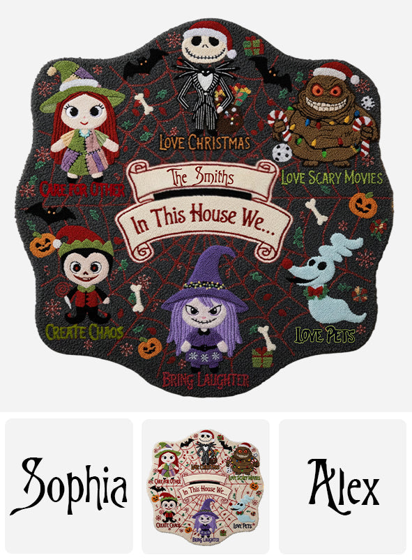 In this House Nightmare Before Christmas - Personalized Nightmare Non-Slip Tufted Rug