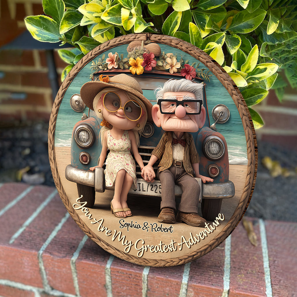 Summer Vibe You Are My Greatest Adventure - Personalized Couple Round Wood Sign
