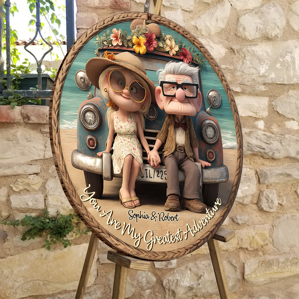 Summer Vibe You Are My Greatest Adventure - Personalized Couple Round Wood Sign