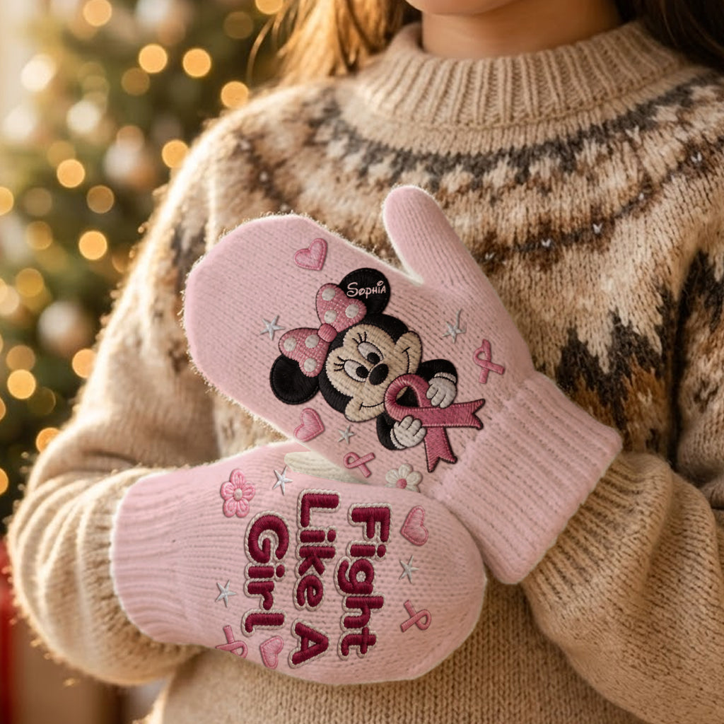 Fight Like A Girl - Personalized Breast Cancer Awareness Knitted Mittens