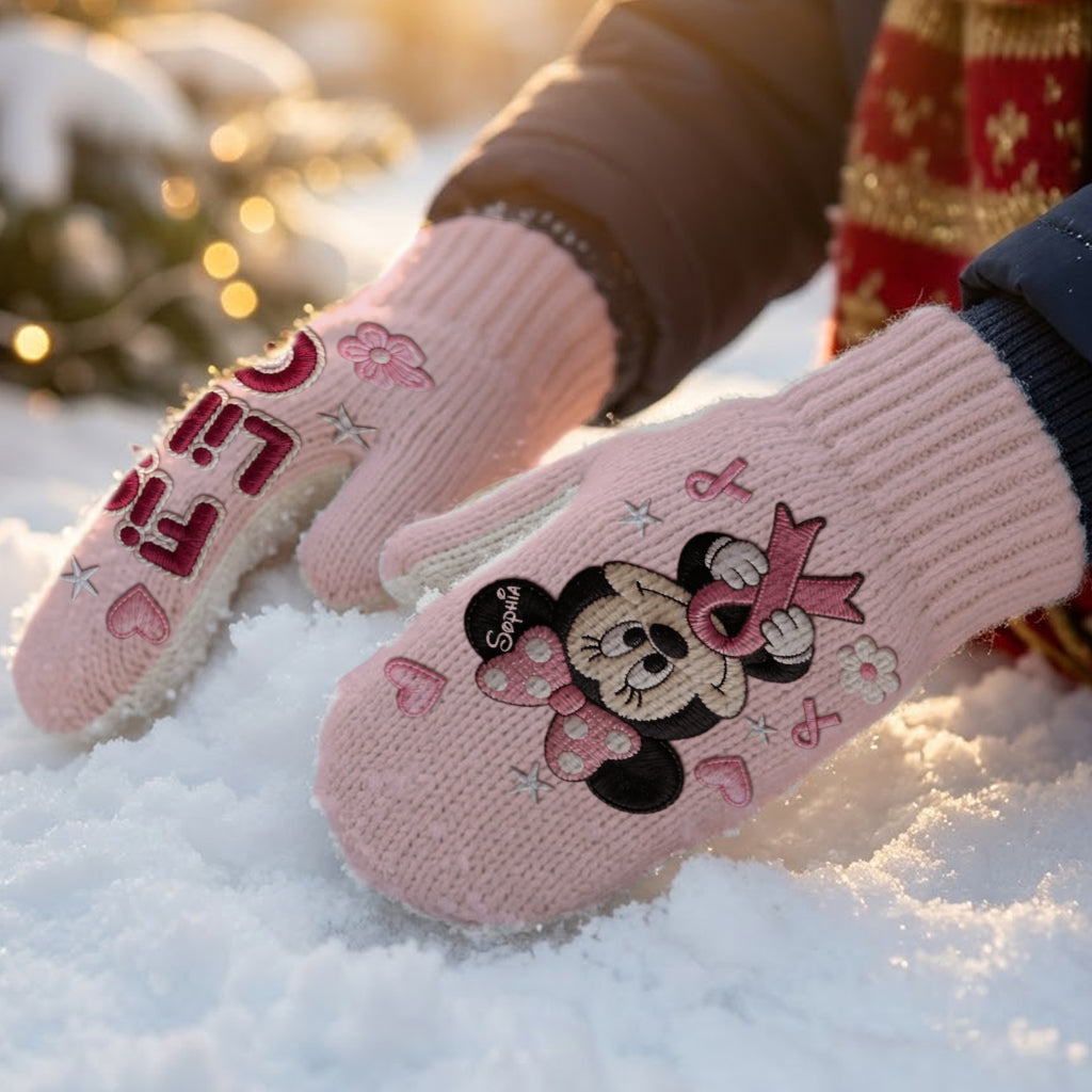 Fight Like A Girl - Personalized Breast Cancer Awareness Knitted Mittens