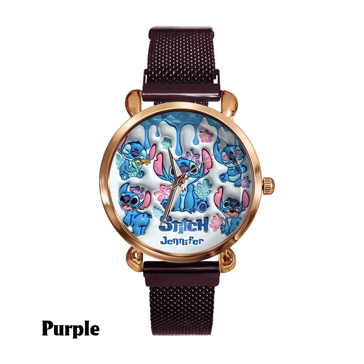 Whimsical Blue Extraterrestrial Wrist Decor - Personalized Ohana Women Hand Watch