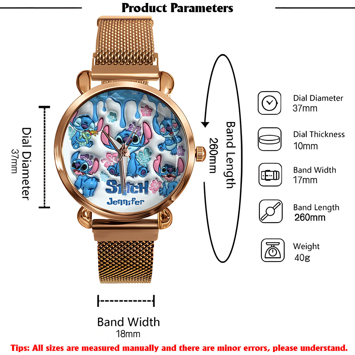 Whimsical Blue Extraterrestrial Wrist Decor - Personalized Ohana Women Hand Watch