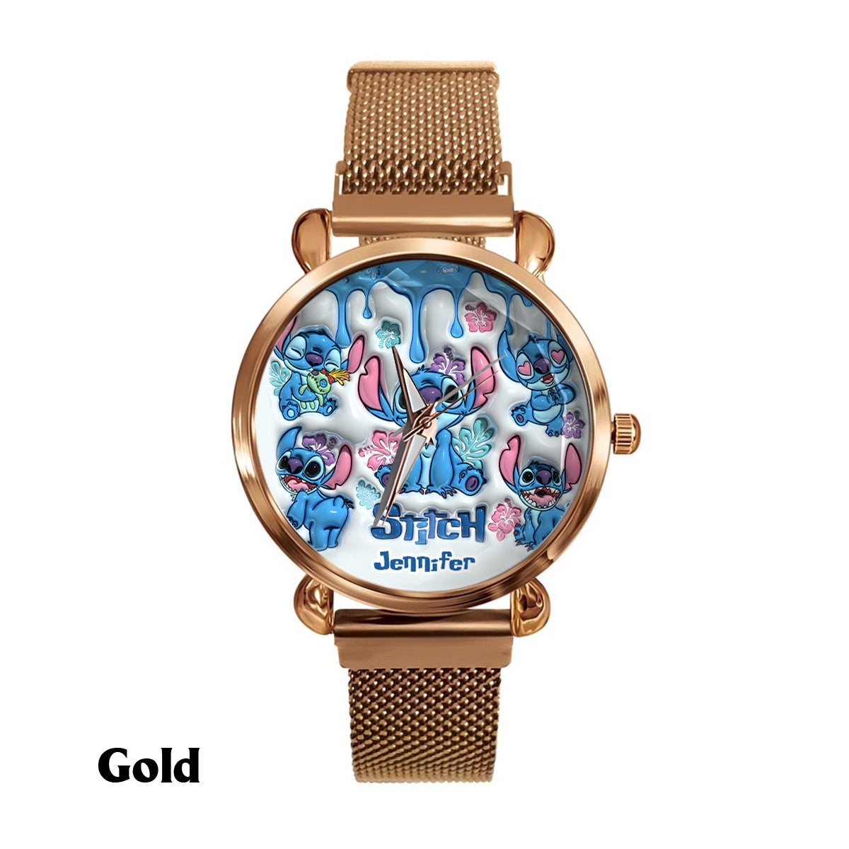 Whimsical Blue Extraterrestrial Wrist Decor - Personalized Ohana Women Hand Watch