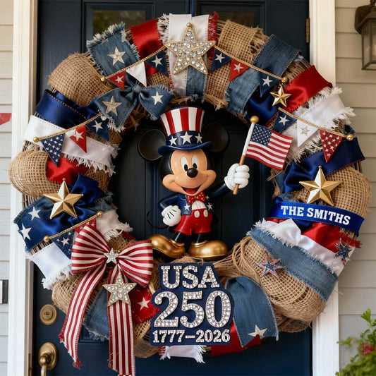Patriotic Mouse America 250th Anniversary - Personalized Mouse Custom Shaped Wood Sign