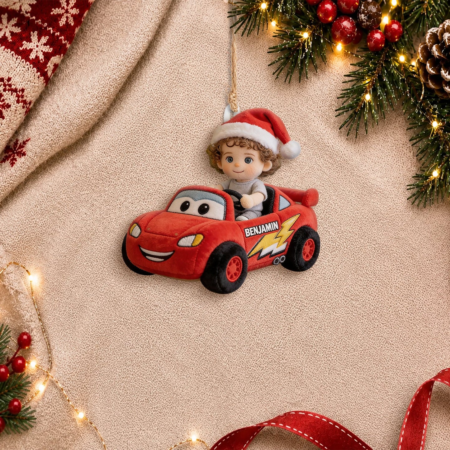 Kid On Wheel - Personalized Racing Lover Plush Ornament
