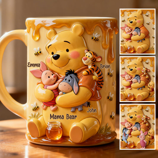 Mama Bear - Personalized Yellow Bear Accent Mug & Coaster