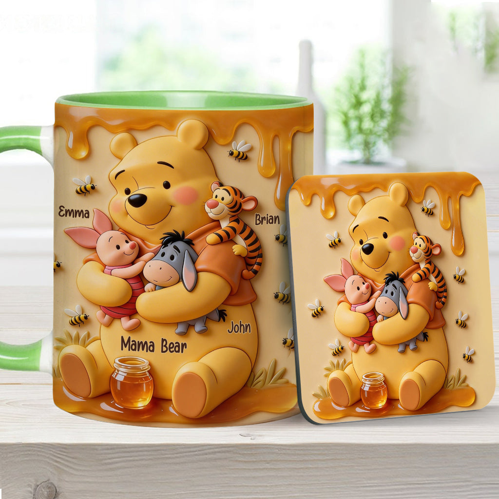 Mama Bear - Personalized Yellow Bear Accent Mug & Coaster