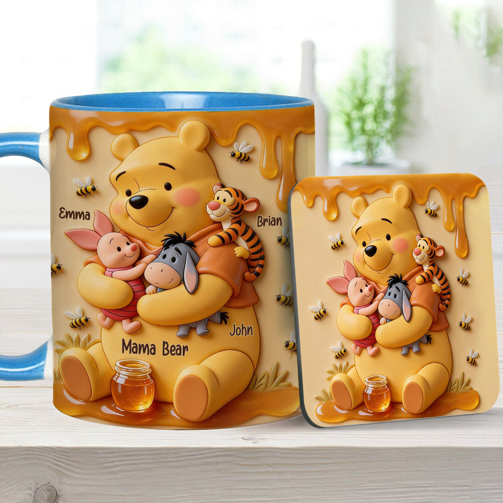 Mama Bear - Personalized Yellow Bear Accent Mug & Coaster