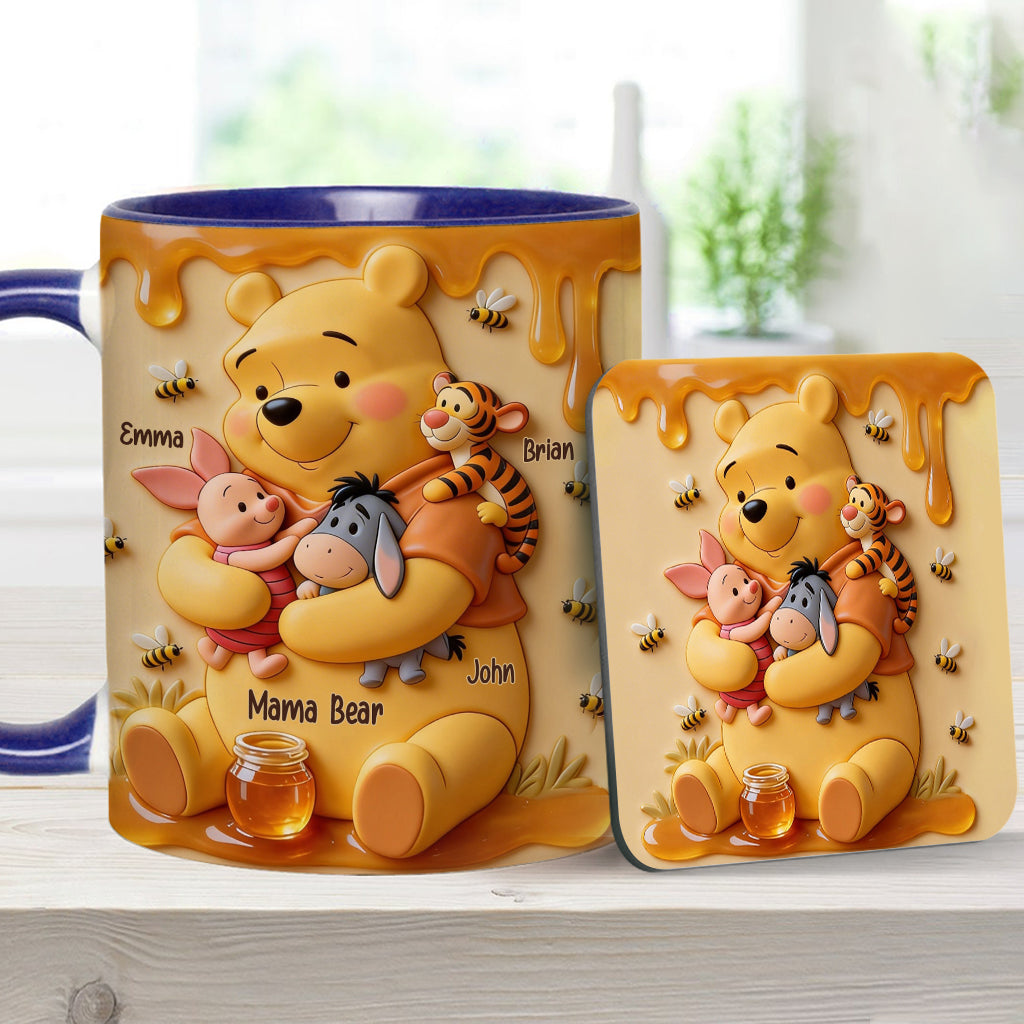 Mama Bear - Personalized Yellow Bear Accent Mug & Coaster