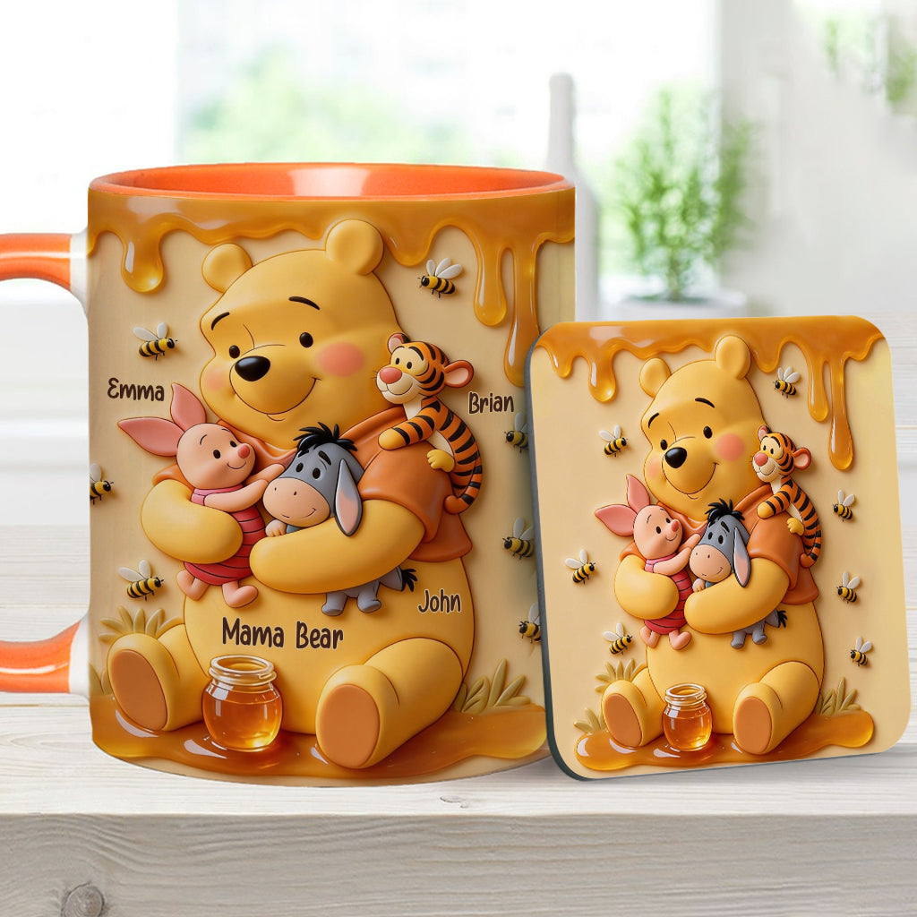Mama Bear - Personalized Yellow Bear Accent Mug & Coaster