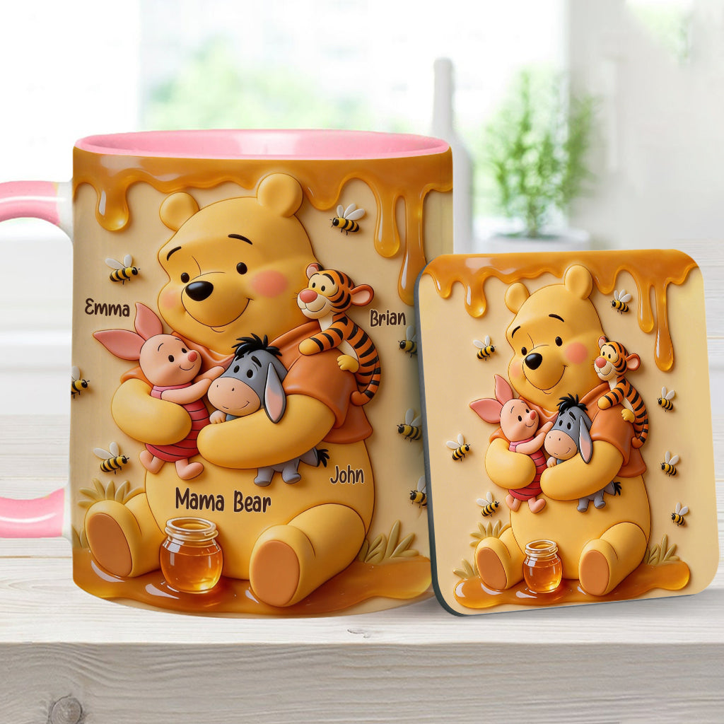 Mama Bear - Personalized Yellow Bear Accent Mug & Coaster