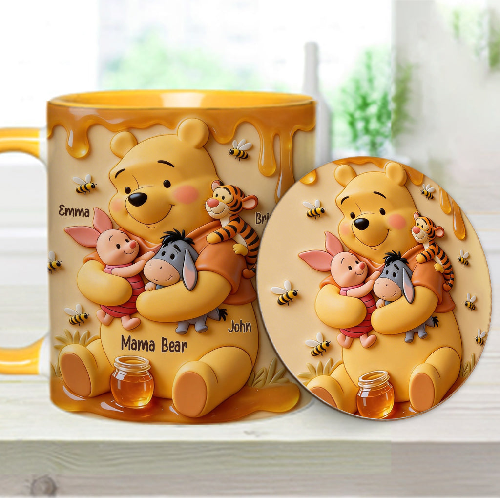 Mama Bear - Personalized Yellow Bear Accent Mug & Coaster