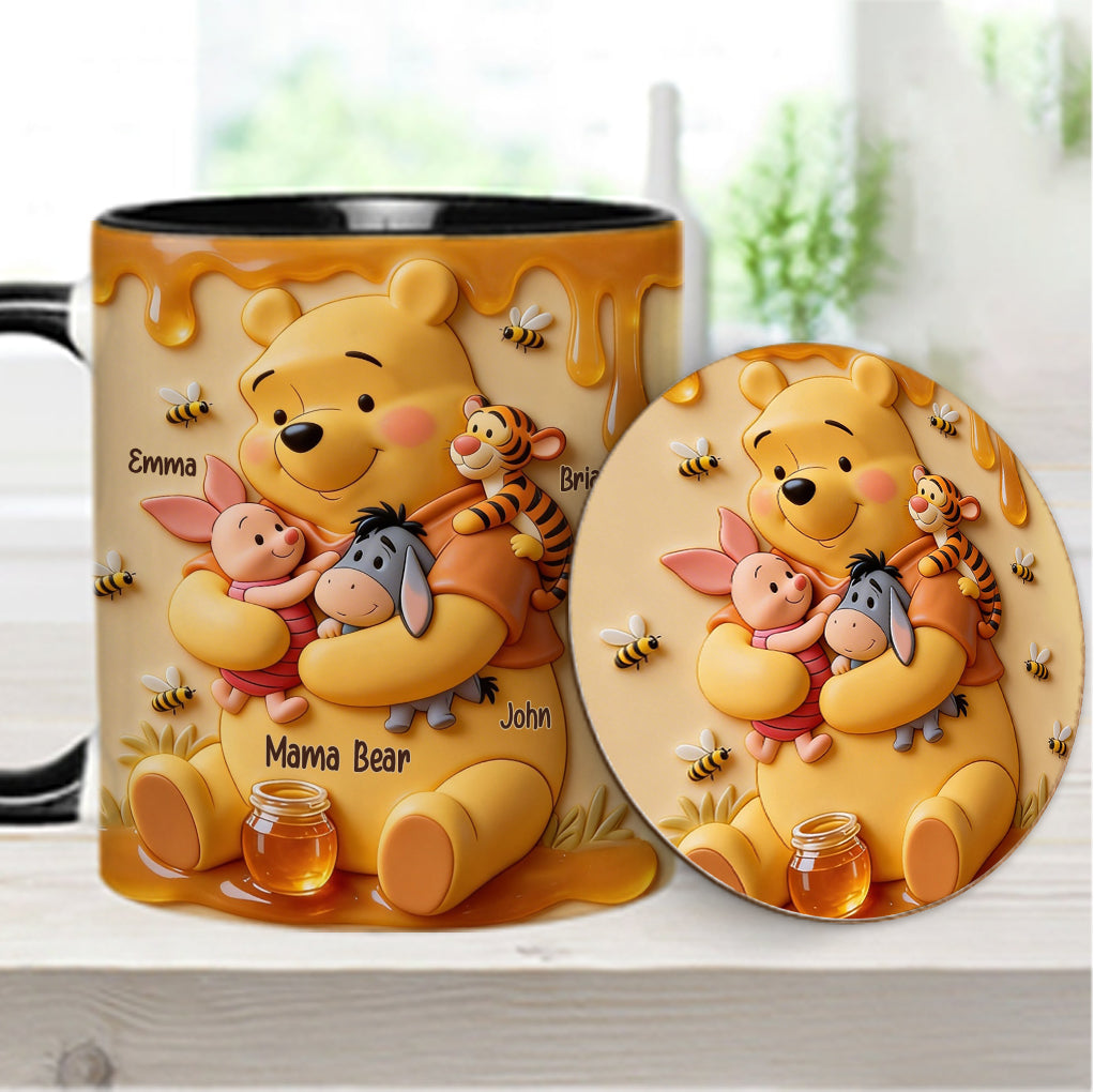 Mama Bear - Personalized Yellow Bear Accent Mug & Coaster