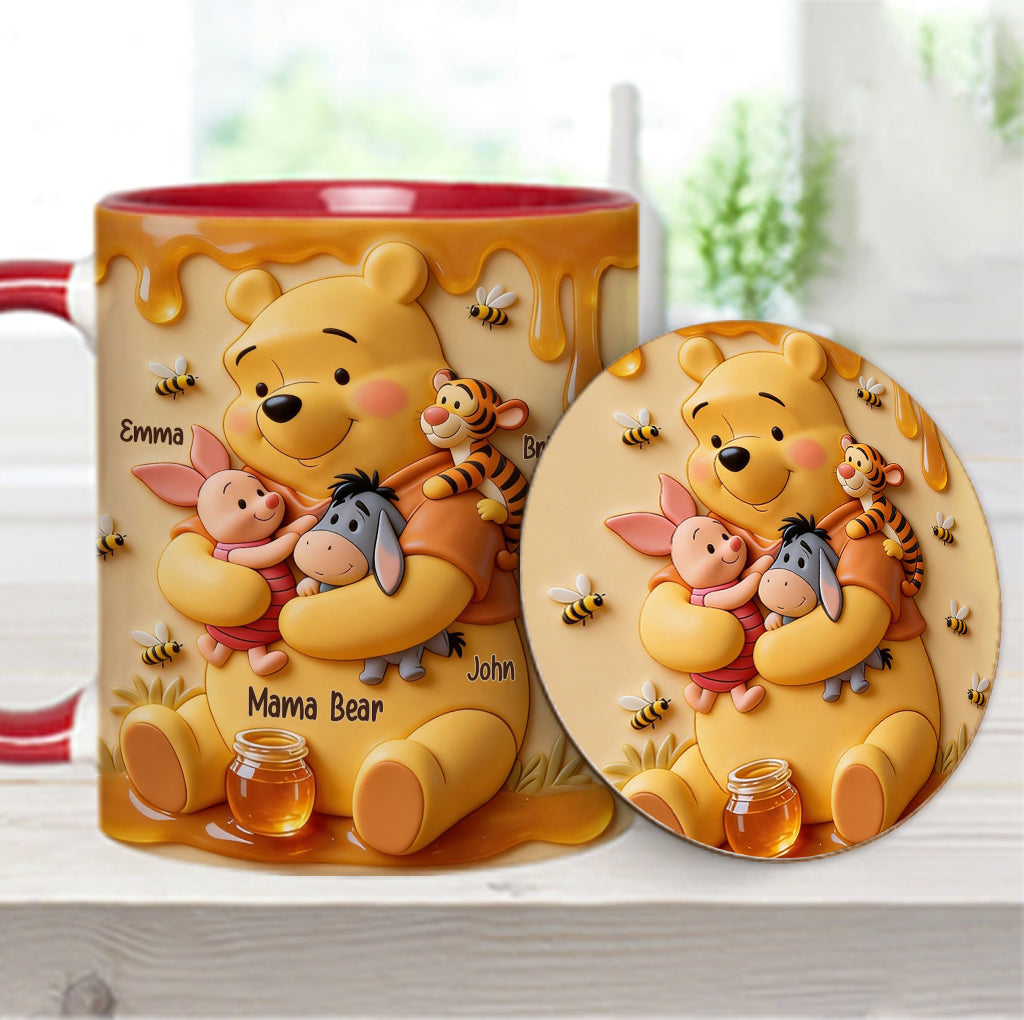 Mama Bear - Personalized Yellow Bear Accent Mug & Coaster