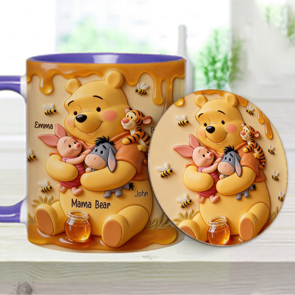Mama Bear - Personalized Yellow Bear Accent Mug & Coaster
