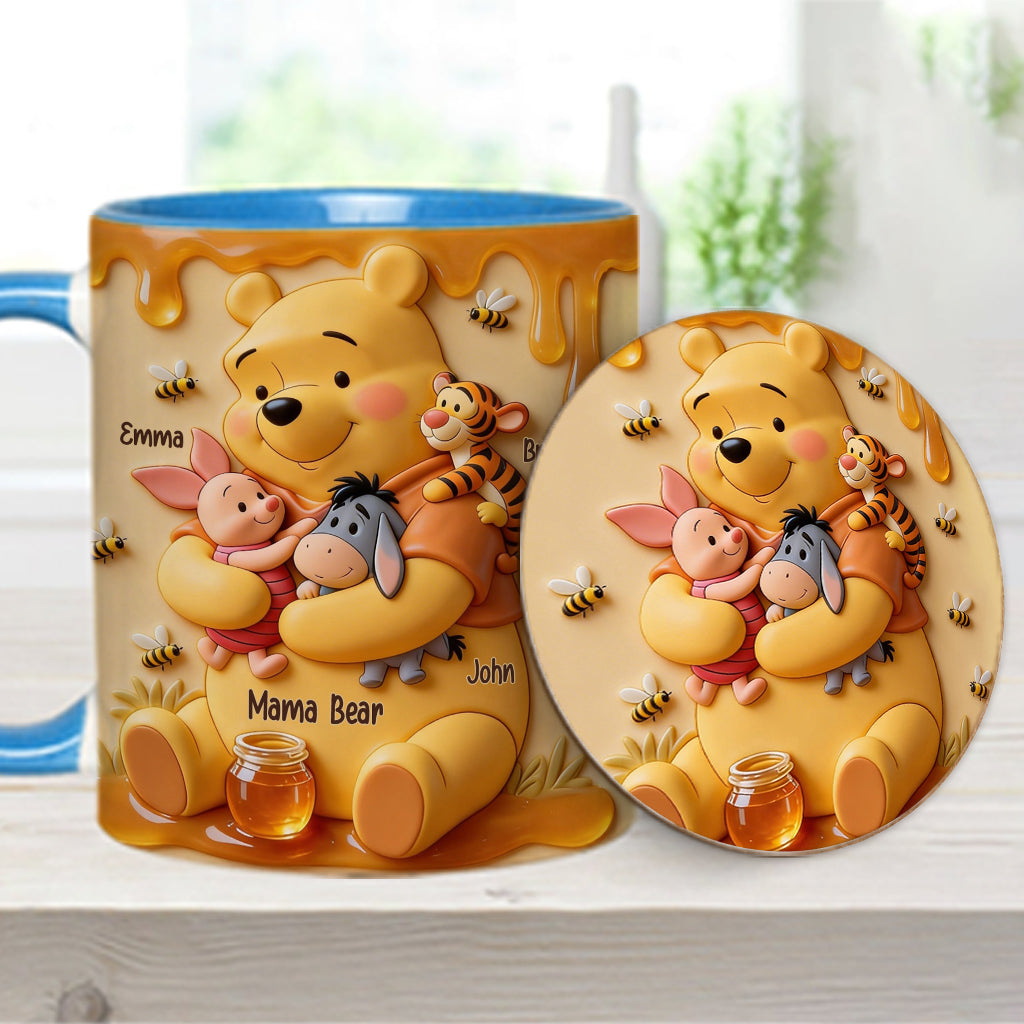 Mama Bear - Personalized Yellow Bear Accent Mug & Coaster