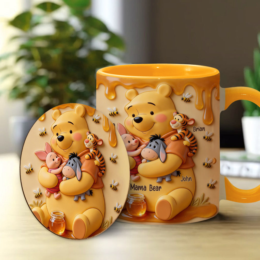 Mama Bear - Personalized Yellow Bear Accent Mug & Coaster