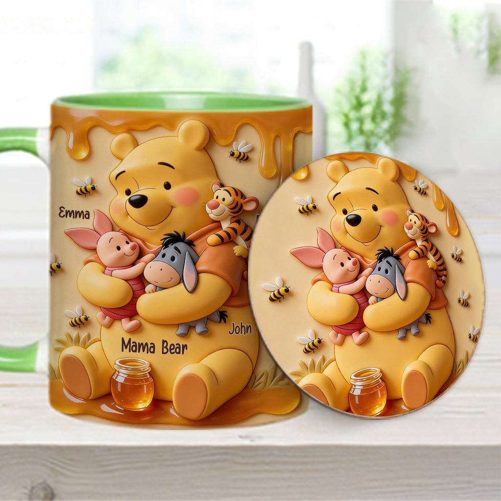 Mama Bear - Personalized Yellow Bear Accent Mug & Coaster