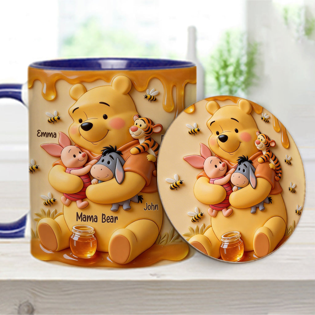 Mama Bear - Personalized Yellow Bear Accent Mug & Coaster