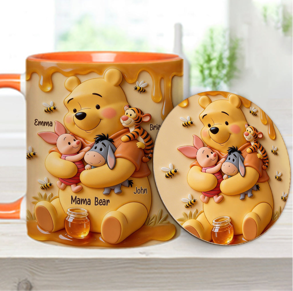 Mama Bear - Personalized Yellow Bear Accent Mug & Coaster