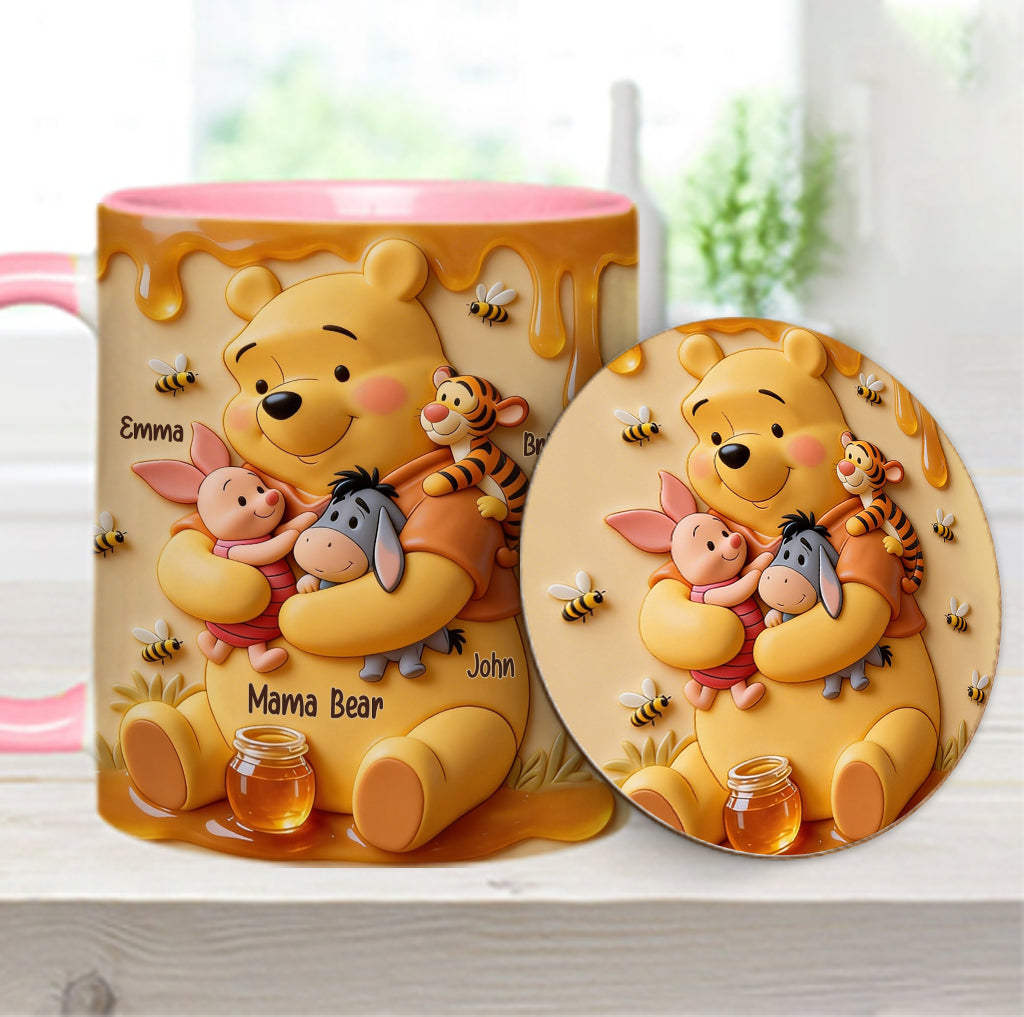 Mama Bear - Personalized Yellow Bear Accent Mug & Coaster