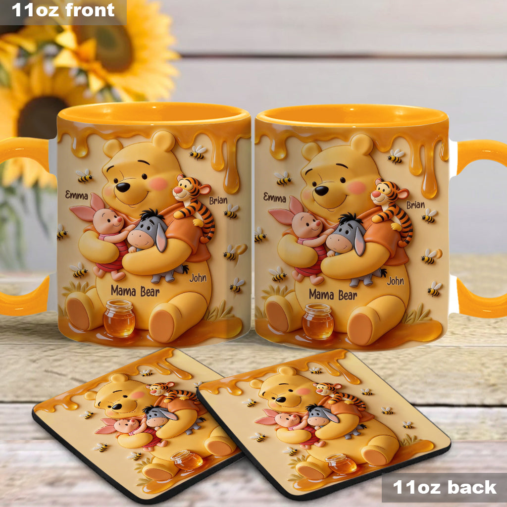Mama Bear - Personalized Yellow Bear Accent Mug & Coaster