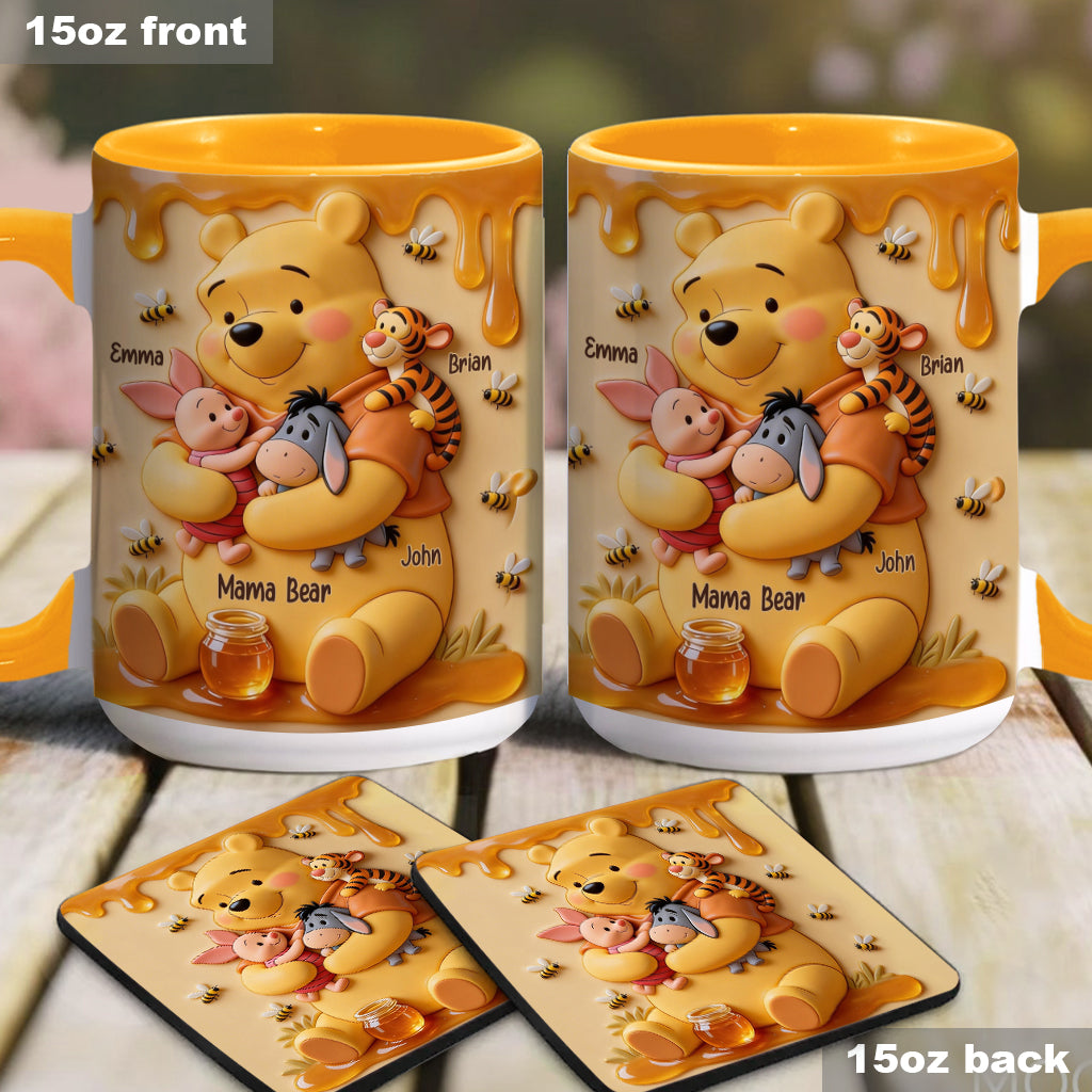 Mama Bear - Personalized Yellow Bear Accent Mug & Coaster
