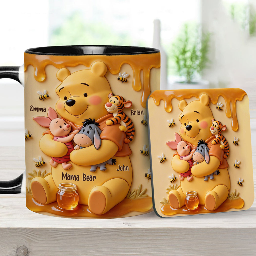 Mama Bear - Personalized Yellow Bear Accent Mug & Coaster