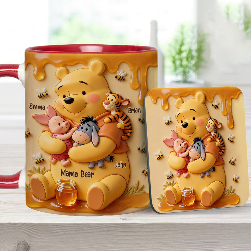 Mama Bear - Personalized Yellow Bear Accent Mug & Coaster