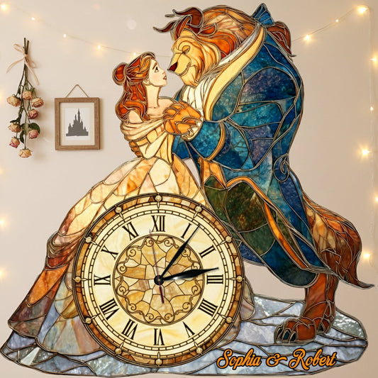 Tale As Old As Time - Personalized Couple LED Light Wall Clock